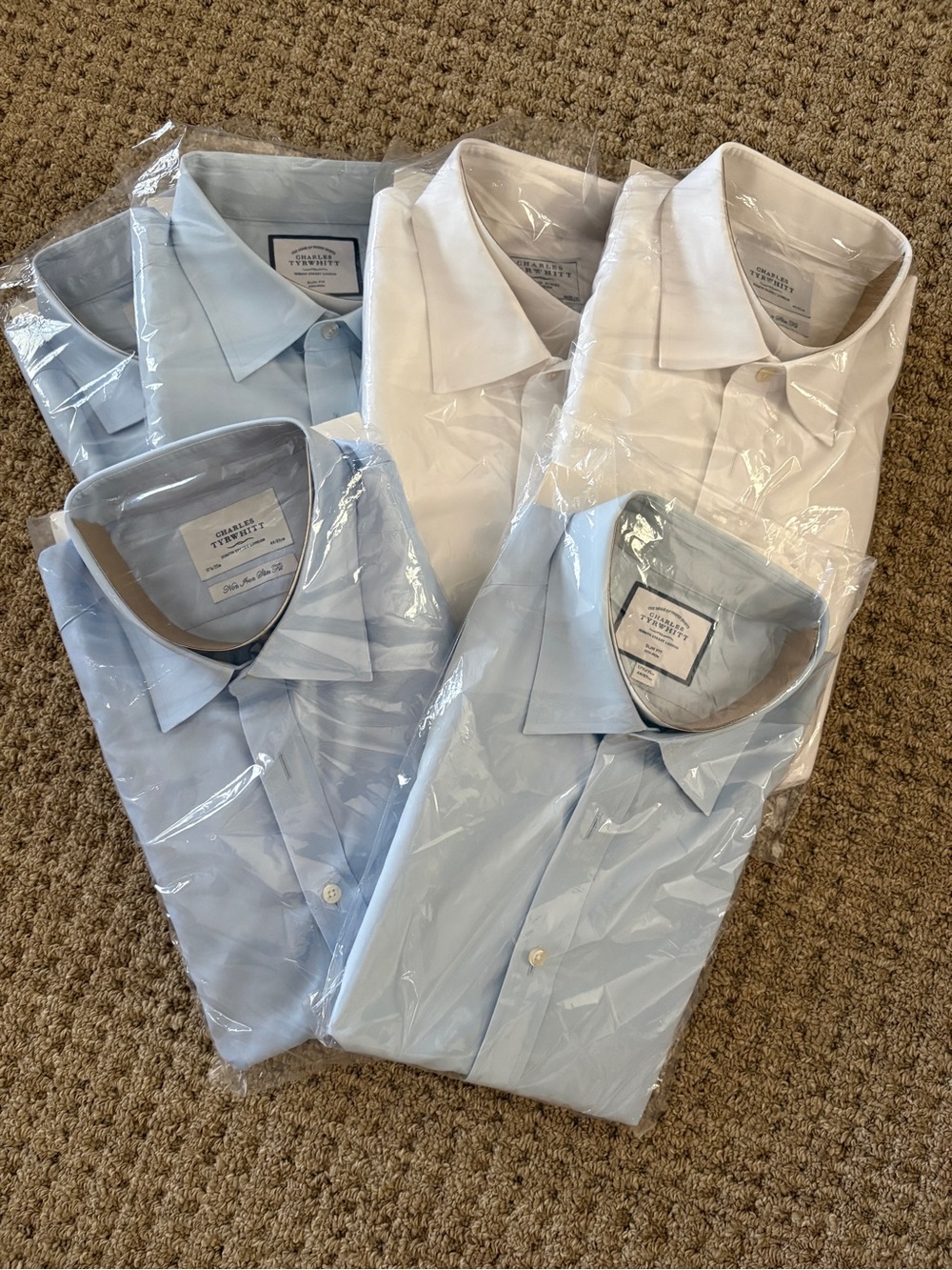 Charles Tyrwhitt Light Blue & White Dress Shirts Pack. 17.5 / 35 Slim Fit.